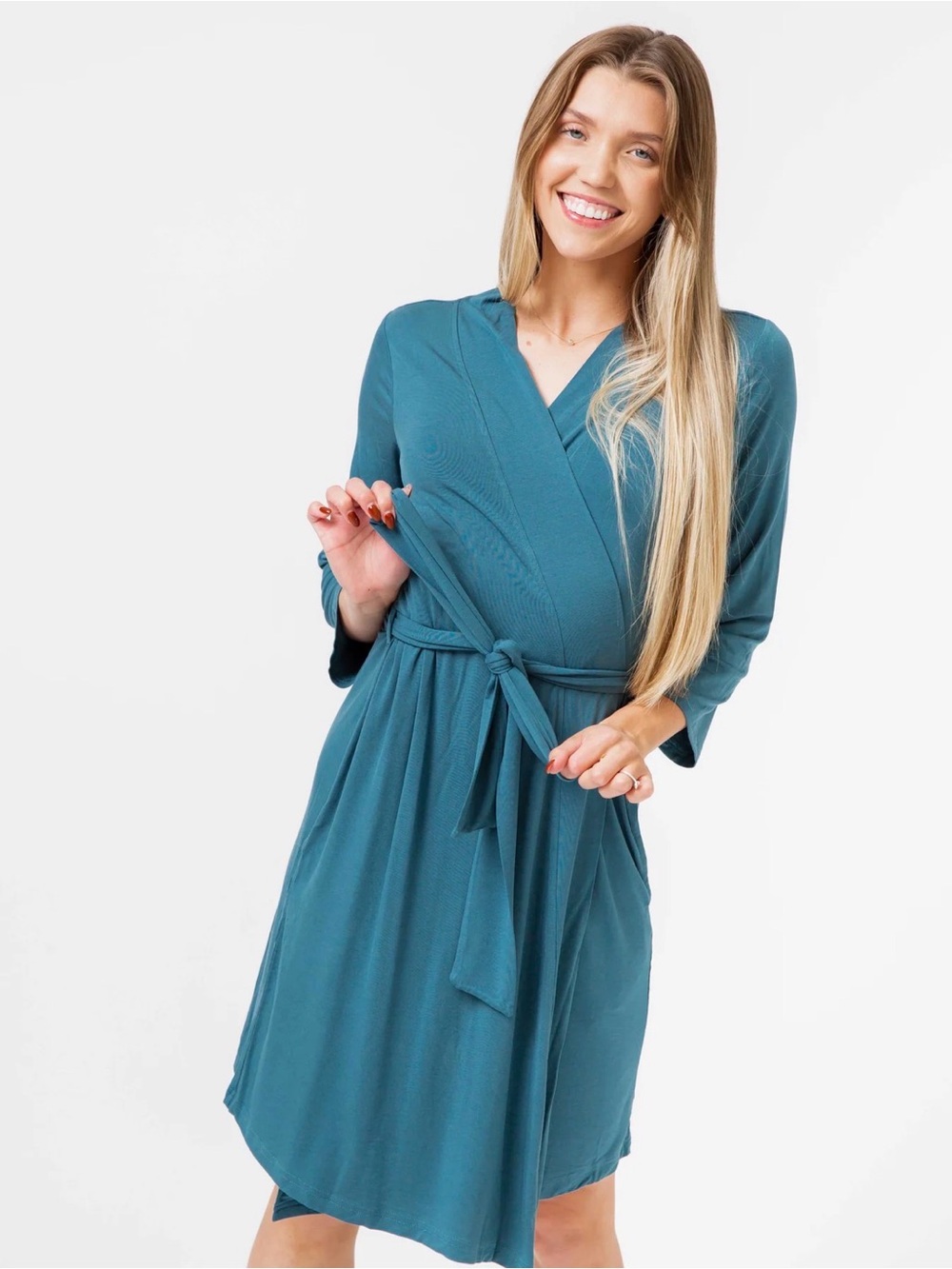 Bums & Roses Bamboo Robe — Deep Teal
